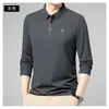 Nueva camiseta popular de manga larga para hombre, cuello camisero, estilo casual de otoño para hombres de mediana edad, nueva camiseta polo de primavera y otoño para hombre