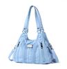 Bolsa de Ombro Feminina Yoroooi Retrô Europeu e Americano Versátil Estilo de Rua Bolsa de Ombro Lavada Moda Casual