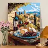Pintura a óleo digital DIY série paisagens naturais, pintura a óleo colorida preenchida à mão, arte de parede decorativa para alívio do estresse e cura
