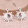 21X17Mm 1.09g Accesorios de Joyería Antigua de Plata DIY Hecho a Mano Sol, Luna y Estrellas Colgante de Luna y Sol