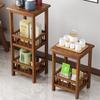 Estante de almacenamiento de madera maciza para el hogar, estante de almacenamiento de piso simple, carrito de cocina de múltiples capas, estante de almacenamiento para sala de estar, estante de té