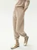 Leggings de cachemira de corte relajado para mujer, de cintura alta, con cordón, de punto, abotonados, holgados, estilo farol, cálidos y casuales