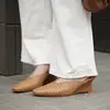 Diadema Tejida Hecha a Mano Francesa Zapatillas Mujer 2026 Verano Nuevo Estilo Ropa de Exterior Punta Cuadrada Tacón Alto Adelgazantes Cuña Mules Mujer