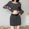 Spice Girls Traje Gris Cintura Alta Alta Calidad Delgado Falda Mujer Talla Grande Chica Gordita Anti-caminata Cadera Falda Línea A
