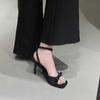 Sandálias Lindas, Saltos Agulha, Sapatos Romanos de Luxo, Novo Estilo Verão 2025, Scarpin Preto com Laço Francês para Mulheres