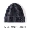 25 Nuevo Gorro de Punto de Cachemira Pura Otoño/Invierno para Mujer, Engrosado Cálido Patrón de Diamantes Versátil Moda Dobladillo Gorro Grueso de Cachemira