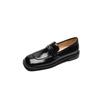 Mocassins Estilo Britânico Cor Color Block Versátil Couro Genuíno Completo Por Dentro e Por Fora Primavera 2024 Salto Baixo Bico Quadrado Couro Bovino Boca Profunda para Mulheres