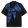 Old Qian Estilo Hong Kong Chal Americano de Cuadros Camiseta de Manga Corta para Hombre y Mujer Diseño Holgado Estilo Neutro Ins Pareja Manga Media Trendy