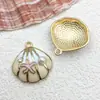20 Tipos de Pingentes de Concha de Vieiras com Gotejamento de Óleo, Acessórios com Decoração de Pérolas Artificiais, Pingentes para Pulseira, Colar, Chaveiro DIY