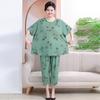 Ropa de Verano para Mamá Gorda Nuevo Traje de Ropa para Casa de Talla Grande Camiseta Delgada de Manga Corta para Mujeres de Mediana Edad y Ancianas que Cubre la Carne 100 kg