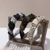Diadema de ala ancha con estampado de leopardo retro simple de estilo coreano, diadema plisada con sinuoso, parte superior de cráneo alto, accesorios para el cabello populares para mujeres.