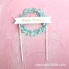 Nuevo estilo de decoración para tartas Mori, hoja verde, polvo azul, decoración para fiestas de cumpleaños, mesa de postres Mori, inserto para tartas