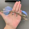 Monturas de Gafas Perforadas Sin Marco, Estilo Retro Redondo para Hombres y Mujeres, Adecuadas para Lentes Graduados