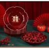2026 Novo Estilo Prato de Servir para Casamento Porta-Doces Peça de Exibição de Noivado Personagem Dupla Felicidade de Casamento Prato de Frutas para Sala de Estar Suprimentos para Celebração de Casamento Conjunto Completo