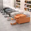 Cama de Champú de Lujo Personalizada para Salón de Peluquería, Elegante Cama de Lavado para Salón de Peluquería, Silla de Champú Semi-Reclinable con Lavabo Cerámico para Salón de Peluquería