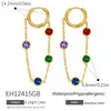 Pendientes Yuhui de Acero de Titanio Transfronterizos con Borlas e Incrustaciones de Circonita, Cadena Fina Versátil, Pendientes de Acero Inoxidable Chapados en Oro de 18 Quilates