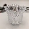 Portavelas de Cristal con Flores de Lujo Creativo, Portavelas de Aromaterapia Relleno de Cera, Tazón de Helado, Copa para Pastel, Tazón de Postre