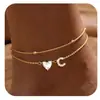 Tobillera de Moda Hermosa y Elegante con Letras de 26 Letras, Capas, Ajustable y Versátil, Accesorio para el Pie Elegante, Estilo Transfronterizo de Amazon