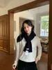 Elegante y suave bufanda 100% lana para mujer, estilo coreano, nuevo color liso, cálido calentador de cuello tejido para invierno, adecuado para estudiantes