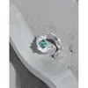 JT634 Estilo Coreano Ins Nicho Rosto Irregular Tourmalina Artificial Textura Textura Anel Aberto de Prata de Lei S925 para Mulheres