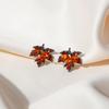Pendientes de hoja de arce roja con microincrustaciones de diamantes y circonita roja, estilo retro artístico, para otoño e invierno, para niña