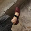 Sapatilhas rasteirinhas de couro bovino de primeira camada com laço, confortáveis para o trajeto, sola macia, não cansam os pés, sapatos Mary Jane, sapatos femininos de um só tom para combinar com saias