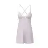 Robe Lingerie Tentação Costas Nuas Renda Franzida Alças Finas Seda Rosa Cintura Marcada Conjunto Casa Feminino 5676