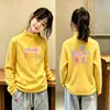 Nueva Camiseta de Manga Larga para Niñas Otoño e Invierno, Capa Base Térmica de Felpa Cálida, Cuello Medio Alto, para Niños Medianos y Mayores, Versátil Top Interior Cepillado