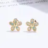 Pendientes de Hilo de Flor de Diamante de Color para Mujer Nueva Llegada Plata de Ley 925 Flor de Turquesa Moda Uña de Cartílago Auricular Ins Joyería Elegante para Oreja