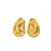 Pendientes de Botón Plegados de Acero Inoxidable y Oro de 18 Quilates de Alta Gama Transfronterizos Europeos y Americanos Diseño Geométrico Forma de Oreja de Superficie Brillante Pendiente