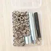 Juego de hebillas de aire plateadas de 6MM/8MM/10MM y hebillas para ojales con kit de herramientas de instalación en caja