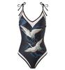 [Traje de baño de estilo festivo para mujer] patrón personalizado estampado multicolor mono vestido de gasa protector solar Amazon Europeo y Americano