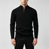 Suéter de alta calidad para otoño e invierno con media cremallera para hombre, tejido de punto de cuello alto para negocios, chaqueta de punto casual versátil de color liso