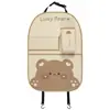 Bolsa de almacenamiento para coche Blue Rain, con un lindo diseño de oso y conejo, hecha de cuero, para usar en los asientos del coche para evitar patadas y proteger el respaldo.; una bolsa de almacenamiento estilo caricatura para mujer