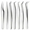 Pinzas de Precisión para Extensiones de Pestañas, Rizador de Pestañas de Acero Inoxidable, Pinza de Pluma Dorada, Pinza de Delfín, Pinzas de Belleza para Pestañas, Herramientas de Belleza