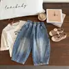 Calça Jeans Solta Infantil 2026 Huzhou Zhili Moda Infantil Meninos Calça Longa Jeans Versátil Bebê Calça Estilo Coreano