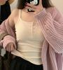 Inverno novo estilo escovado colete térmico com almofada no peito botão das mulheres estilingue forro de lã de aquecimento assentamento desgaste exterior beleza de volta top