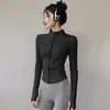 Top de manga larga de secado rápido para fitness, chaqueta de punto con cremallera para yoga y running, ropa deportiva elástica y cómoda para entrenamiento diario