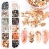 Decorações de Concha para Nail Art em 12 Cores Misturadas, Fragmentos Iridescentes Finos e Irregulares de Abalone, Decorações Iridescentes para Nail Art Populares na Internet