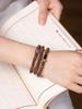 Pulseira de Contas de Sândalo Dourado Multi-círculo Pequena Feminina Contas de Ágata Sândalo Submerso Natural Pulseira de Madeira