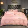 Juego Sencillo de Cuatro Piezas de Sábanas de Cama al por Mayor Bordadas Cepilladas de Lujo Ligero, Fundas de Edredón, Ropa de Cama Juego de Tres Piezas de Algodón Puro Lavado