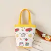Bolsa de almoço zoo de tomate bolsa balde fofa cooperação pintor desenho animado estudante portátil cilindro bolsa de lona