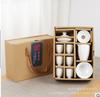 Tigela com Tampa Dehua Viagem Alto Branco Conjunto de Chá Kung Fu Cerâmica Porcelana Branca Caixa de Presente Presente Logotipo Personalizado Nova Chinoiserie