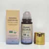 Óleo de Rícino Dourado Orgânico com Rolo de Pedra Quartzo Rosa para Crescimento Capilar