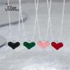 S925 Sterling Silver Epoxy Lovely Round Bead Colar Para As Mulheres Doce Tridimensional Pêssego Coração Clavícula Cadeia Elegante Coreia Do Sul Dongdaemun Estilo