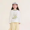 Camiseta Infantil Estilo Novo com Estampa Escovada e Manga Longa para Primavera, Top Estampado Fofo para Meninos e Meninas -210036