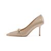 878-6 Zapatos de Tacón Alto de Metal con Hebilla de Una Sola Línea Estilo Francés Hermosos para Mujer, Femeninos y No Cansados, Zapatos de Tacón de Aguja con Punta Fina para Mujer