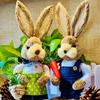 Presente Coelho de Palha 35cm Decoração de Páscoa Figura Fofa Coelho Lembrança Prêmio Pequeno Presente de Aniversário