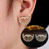 Conjunto de collar y pendientes de circonita de lujo para mujer, estilo europeo y americano, cadena para la clavícula hueca de diamantes completos, accesorios de boda nupcial con un toque de alta gama