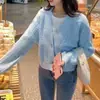 Nuevo y Elegante Suéter Cardigan Otoño/Invierno 2026 para Mujer, Estilo Coreano, Corte Holgado, Cuello en V, Top Corto de Punto, Casual